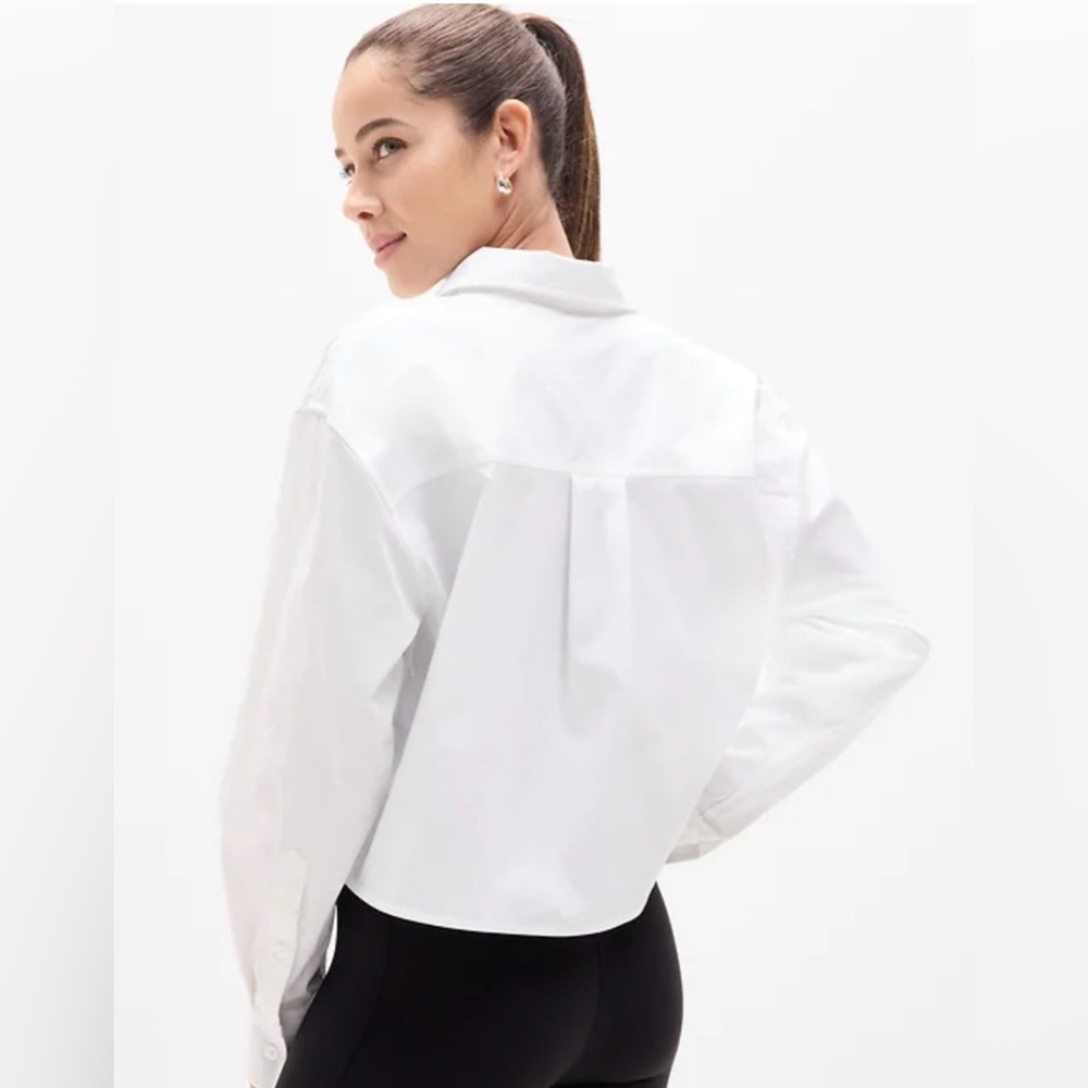 NWT ATHLETA Midday Ultra Cropped Poplin Shirt Jacket - Size Large - Picture 3 of 4